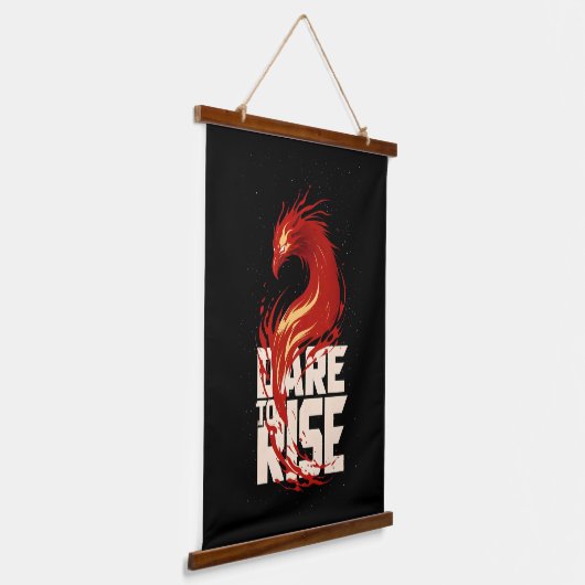 Dare to Rise – Phoenix-Inspired Motivational Hangend Wandkleed (Gebogen)
