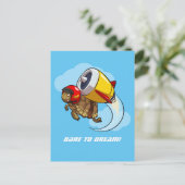 Daredevil vliegende schildpad met een straalpack c briefkaart (Staand voorkant)