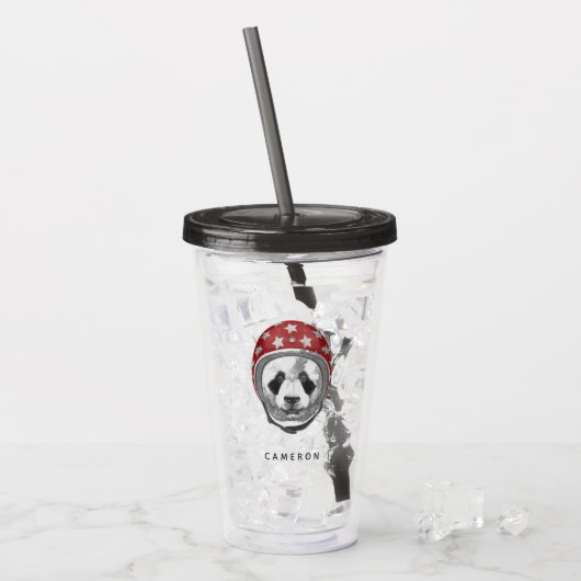 Dareduivel Panda | Jouw namen toevoegen Acryl Drinkbeker (Voorkant ijs)