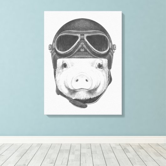 Dareduivel Pig Canvas Afdruk (Insitu (Houten vloer))