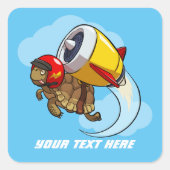 Dareduivel vliegende schildpad met een Jet Pack Ca Vierkante Sticker (Voorkant)