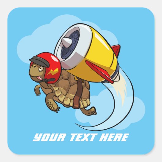 Dareduivel vliegende schildpad met een Jet Pack Ca Vierkante Sticker (Voorkant)
