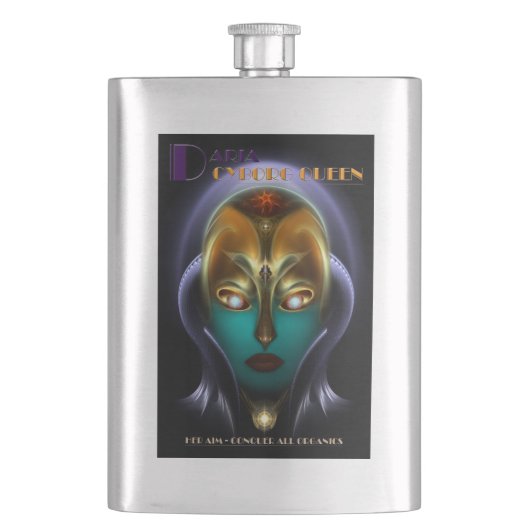 Daria Cyborg Queen 8oz Steel Flask Heupfles (Voorkant)