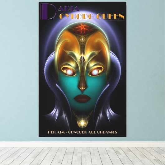 Daria Cyborg Queen Canvas Print (Insitu (Houten vloer))