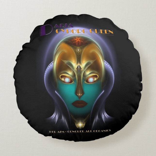 Daria Cyborg Queen Round Sierkussen Rond Kussen (Voorkant)
