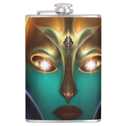Daria Cyborg Queen Tech 8oz Vinyl Wrapped Flask Heupfles (Voorkant)