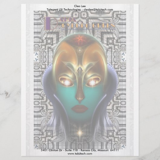 Daria Cyborg Queen Tech Briefhoofd Ontwerp (Voorkant)