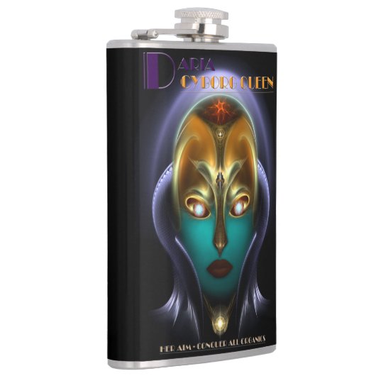 Daria Cyborg Queen Vinyl Wrapped 8oz Flask Heupfles (Rechts)