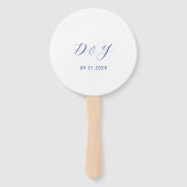 Daria kobalt blauw moderne bruiloft handwaaier (Voorkant)