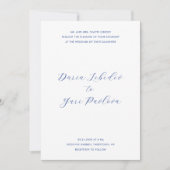 Daria kobalt blauw moderne bruiloft kaart (Voorkant)