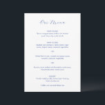 Daria kobalt blauw moderne bruiloft menu<br><div class="desc">Modern huwelijksmenu met de titel en je monogram in een elegant script.</div>