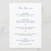 Daria kobalt blauw moderne bruiloft menu (Voorkant)