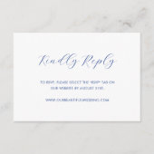 Daria kobalt blauw moderne bruiloft RSVP kaartje (Voorkant)