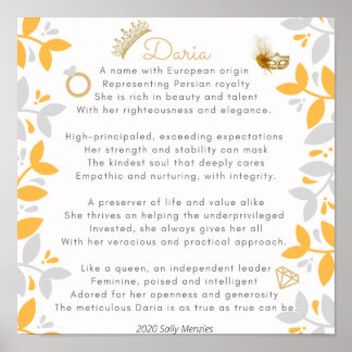 "Daria" Naam gedicht Poster