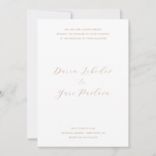 Daria Taupe Modern Wedding Kaart (Voorkant)