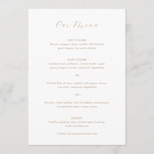 Daria Taupe Modern Wedding Menu (Voorkant)