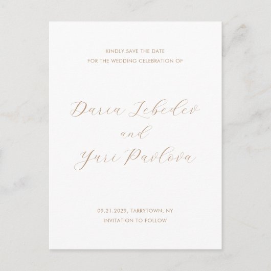 Daria Taupe Modern Wedding Save the Date Aankondigingskaart (Voorkant)