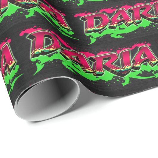 Daria Vorname Name Graffiti red green Cadeaupapier (Rol Hoek)