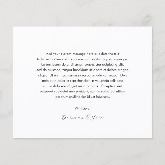 Daria White Modern Wedding Dank u kaart (Achterkant)