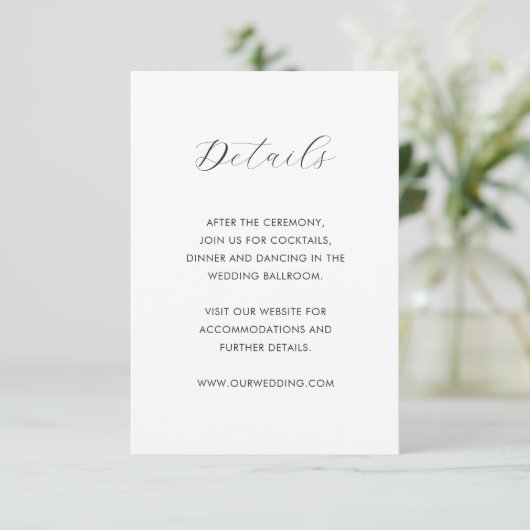 Daria White Modern Wedding Informatiekaartje (Staand voorkant)