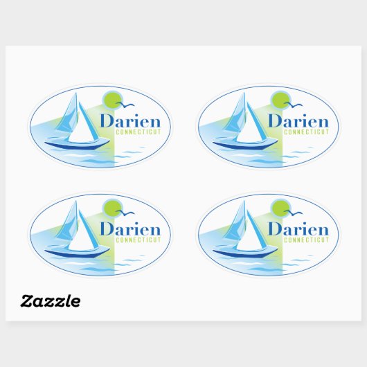 Darien, CT, Zeilboot Sticker (Vel)