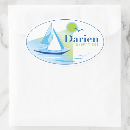 Darien, CT, Zeilboot Sticker (Tas)