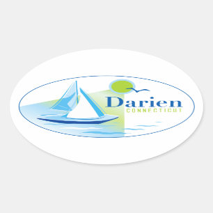 Darien, CT, Zeilboot Sticker