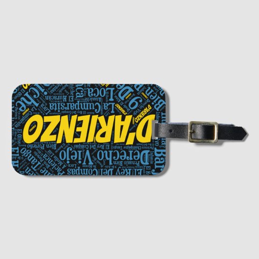 D'Arienzo Tango Word Art Bagagelabel (Voorkant (horizontaal))
