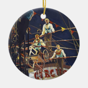 Daring Flying Wallendas Trapeze Circus Act Keramisch Ornament