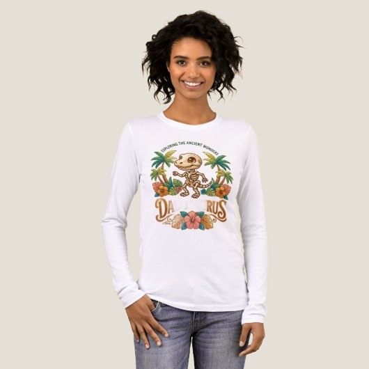 Darius Skelet Dinosaurus Lange Mouwen Tri-Blend Shirt (Voorkant)
