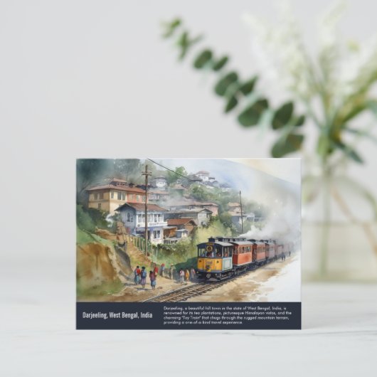Darjeeling India | Reisverf voor Waterverf Briefkaart (Staand voorkant)