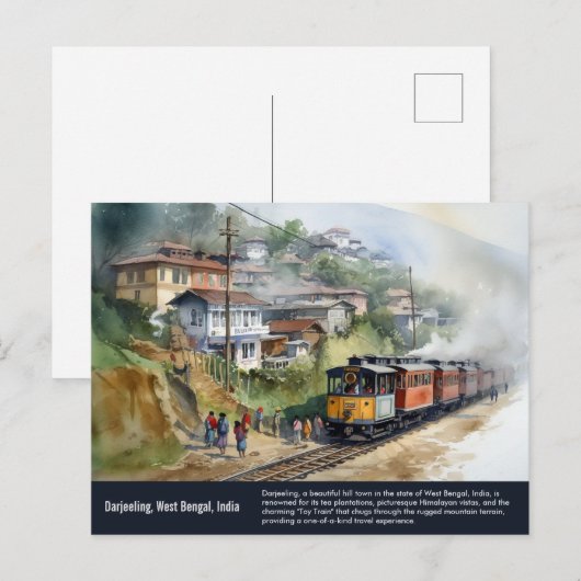 Darjeeling India | Reisverf voor Waterverf Briefkaart (Voorkant / Achterkant)