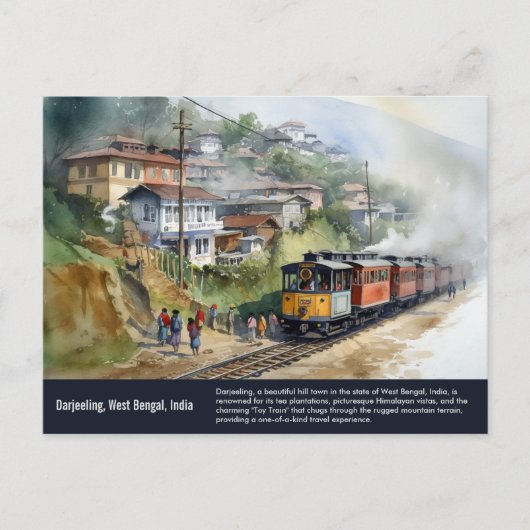 Darjeeling India | Reisverf voor Waterverf Briefkaart (Voorkant)