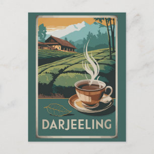 Darjeeling India Tea Travel Art Vintage Briefkaart