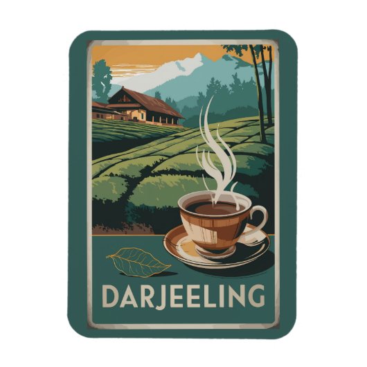 Darjeeling India Tea Travel Art Vintage Magneet (Verticaal)