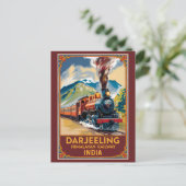 Darjeeling India Train Painterly Travel Art Retro Briefkaart (Staand voorkant)