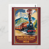 Darjeeling India Train Painterly Travel Art Retro Briefkaart (Voorkant / Achterkant)