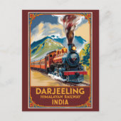 Darjeeling India Train Painterly Travel Art Retro Briefkaart (Voorkant)