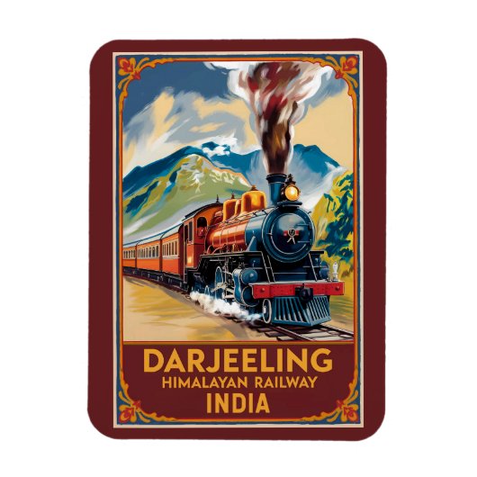 Darjeeling India Train Painterly Travel Art Retro Magneet (Verticaal)