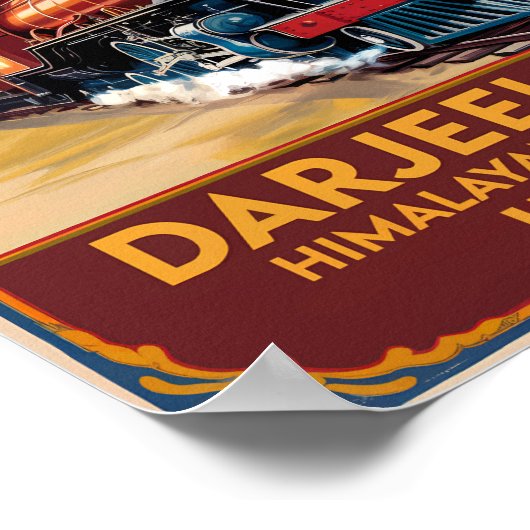 Darjeeling India Train Painterly Travel Art Retro Poster (Hoek)