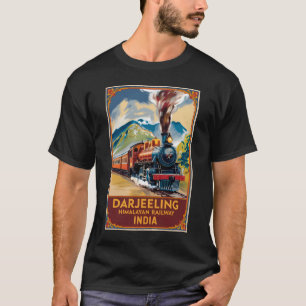 Darjeeling India Train Painterly Travel Art Retro T-shirt