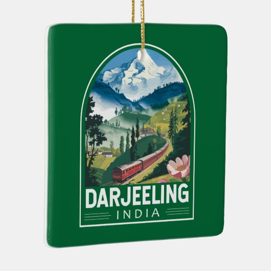 Darjeeling India Travel Art Embleem Keramisch Ornament (Rechts)
