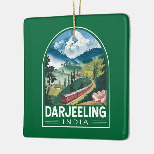 Darjeeling India Travel Art Embleem Keramisch Ornament (Links)