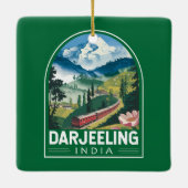 Darjeeling India Travel Art Embleem Keramisch Ornament (Achterkant)