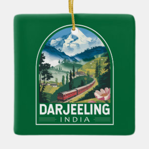 Darjeeling India Travel Art Embleem Keramisch Ornament