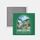 Darjeeling India Travel Art Embleem Magneet (Voorkant / Achterkant)