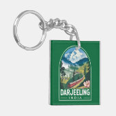 Darjeeling India Travel Art Embleem Sleutelhanger (Voorkant Links)