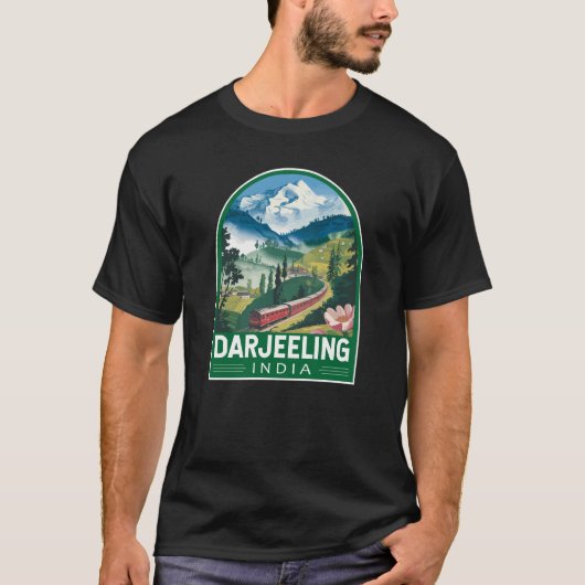 Darjeeling India Travel Art Embleem T-shirt (Voorkant)