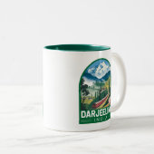 Darjeeling India Travel Art Embleem Tweekleurige Koffiemok (Voorkant rechts)