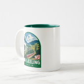 Darjeeling India Travel Art Embleem Tweekleurige Koffiemok (Voorkant links)